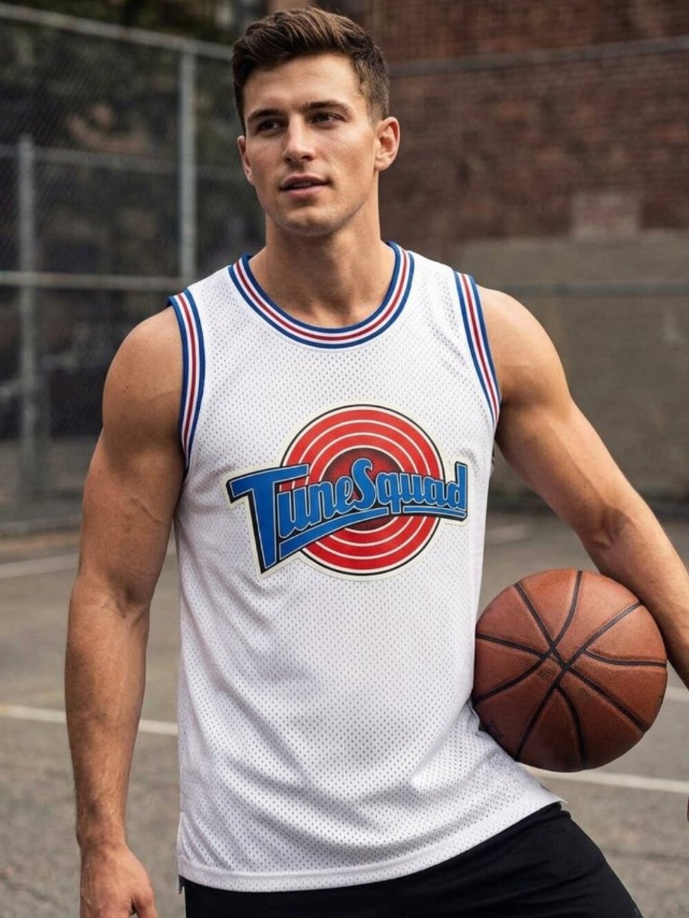 Space Jam Tune Squad Bugs Bunny #1 Basketball Jersey White Men's Size XL Sport